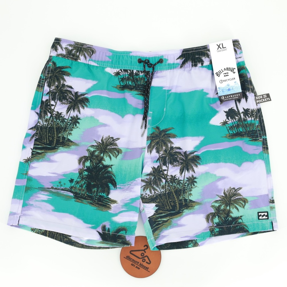 Billabong Sundays Layback Recycler Board Shorts XL Tropical Palm Tree Beach
